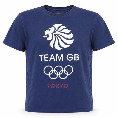 Team GB Mens Blue Cotton T-Shirt Size M Round Neck - Team GB Tokyo