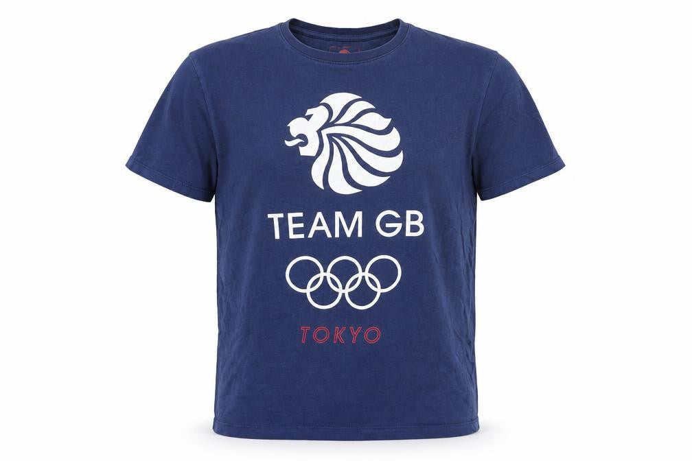 Team GB Mens Blue Cotton T-Shirt Size M Round Neck - Team GB Tokyo