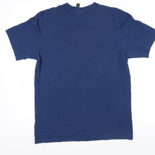 adidas Mens Blue 100% Cotton Basic T-Shirt Size S Round Neck Pullover - Adidas