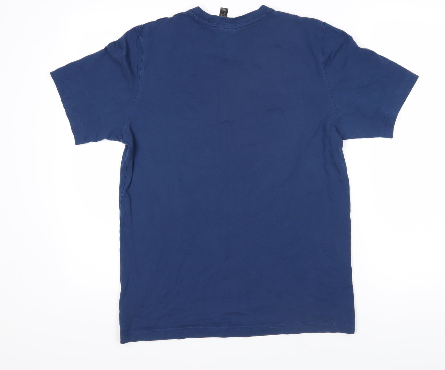 adidas Mens Blue 100% Cotton Basic T-Shirt Size S Round Neck Pullover - Adidas