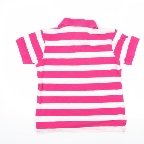Crew Clothing Womens Pink Striped 100% Cotton Basic Polo Size 12 Collared