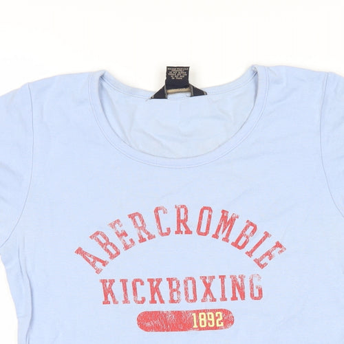 Abercrombie & Fitch Womens Blue 100% Cotton Basic T-Shirt Size M Scoop Neck - Abercombie Kickboxing 1892