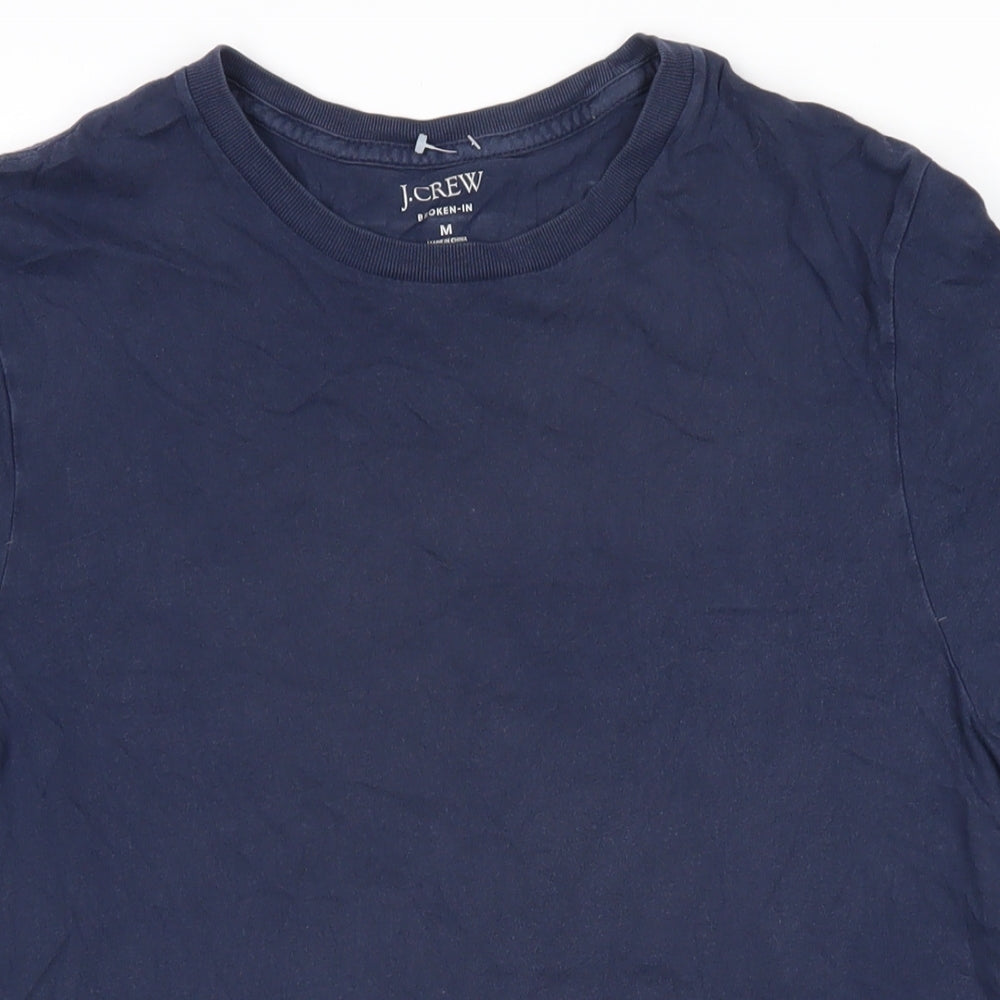 J.CREW Womens Blue 100% Cotton Basic T-Shirt Size M Round Neck