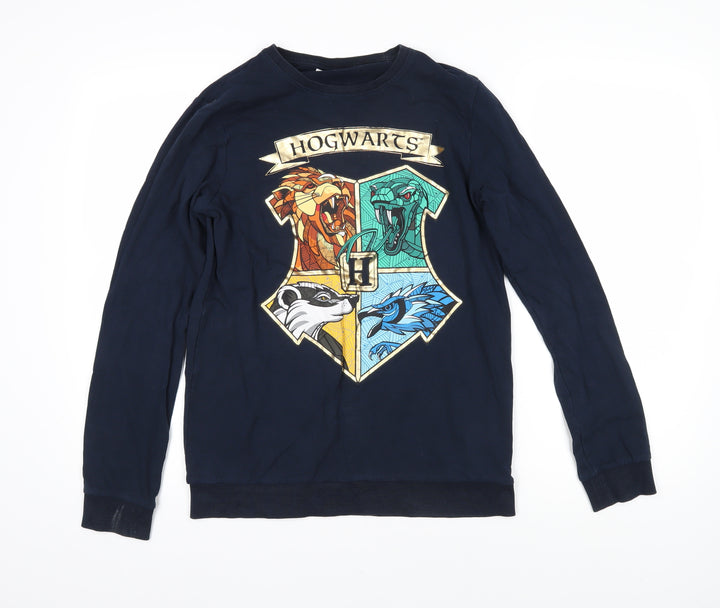 name it Girls Blue 100% Cotton Pullover Sweatshirt Size 13-14 Years Pullover - Hogwarts