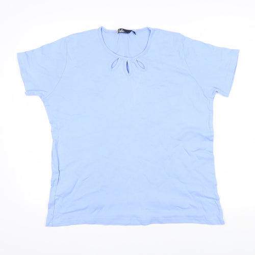 Isle Womens Blue 100% Cotton Basic T-Shirt Size L Roll Neck