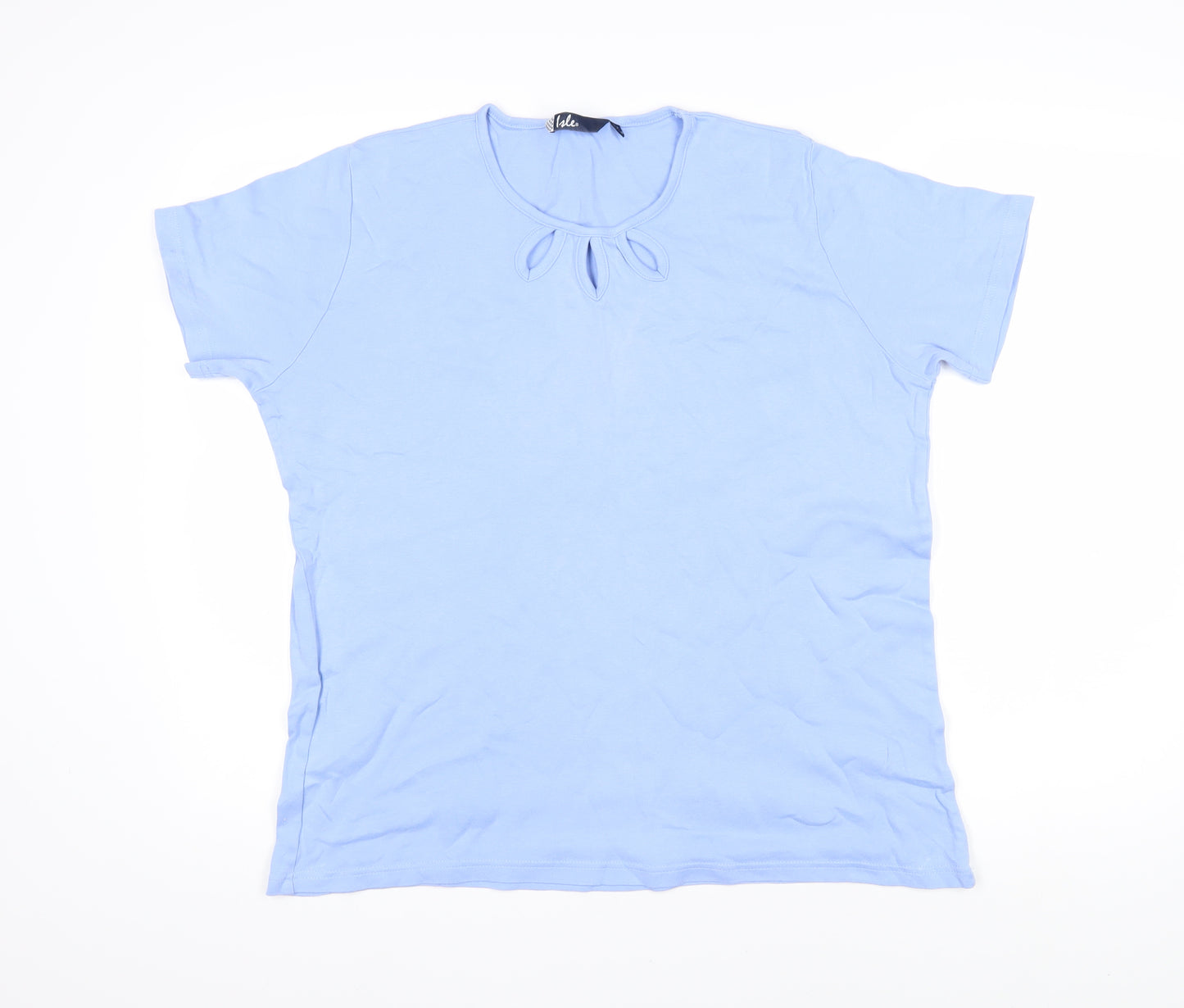 Isle Womens Blue 100% Cotton Basic T-Shirt Size L Roll Neck