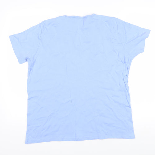 Isle Womens Blue 100% Cotton Basic T-Shirt Size L Roll Neck