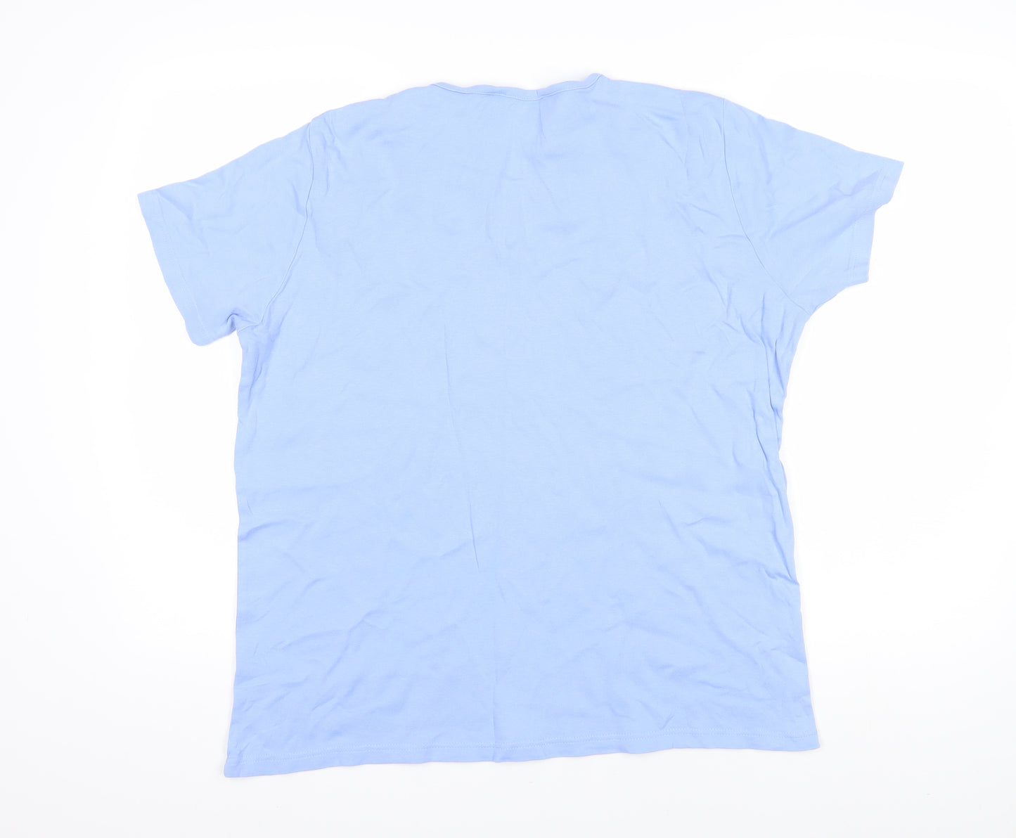 Isle Womens Blue 100% Cotton Basic T-Shirt Size L Roll Neck