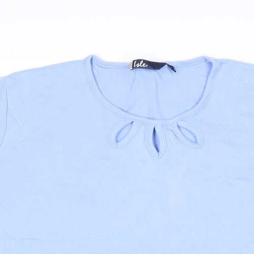 Isle Womens Blue 100% Cotton Basic T-Shirt Size L Roll Neck