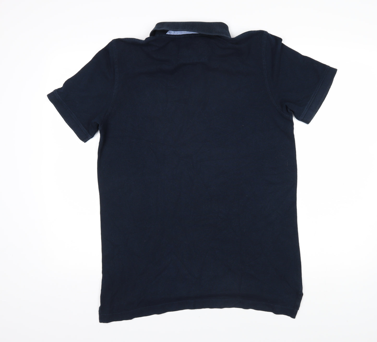 Crew Clothing Mens Blue 100% Cotton Polo Size S Collared Button