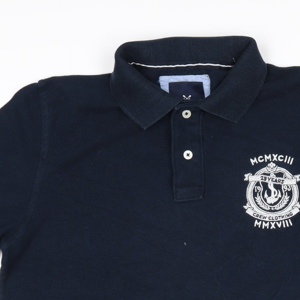 Crew Clothing Mens Blue 100% Cotton Polo Size S Collared Button