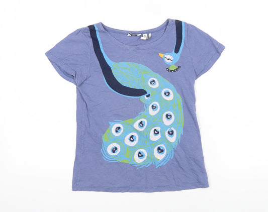 Fat Face Girls Blue 100% Cotton Basic T-Shirt Size 8-9 Years Boat Neck Pullover - Peacock