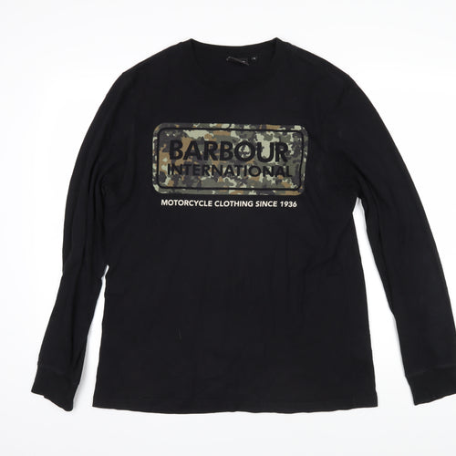 Barbour Mens Black Cotton Pullover Sweatshirt Size M - Barbour International Motorcycle Clothing