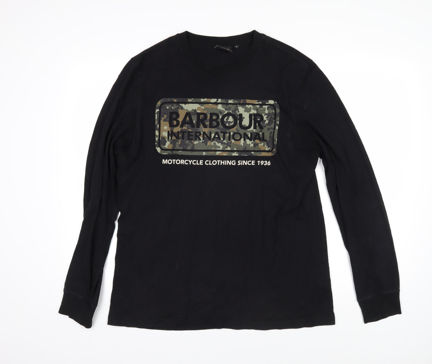 Barbour Mens Black Cotton Pullover Sweatshirt Size M - Barbour International Motorcycle Clothing