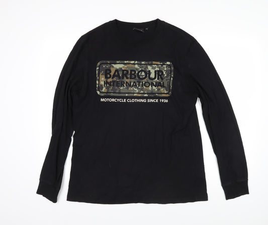 Barbour Mens Black Cotton Pullover Sweatshirt Size M - Barbour International Motorcycle Clothing