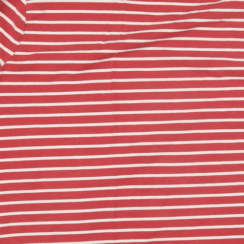 Fat Face Womens Red Striped 100% Cotton Basic T-Shirt Size 12 Boat Neck