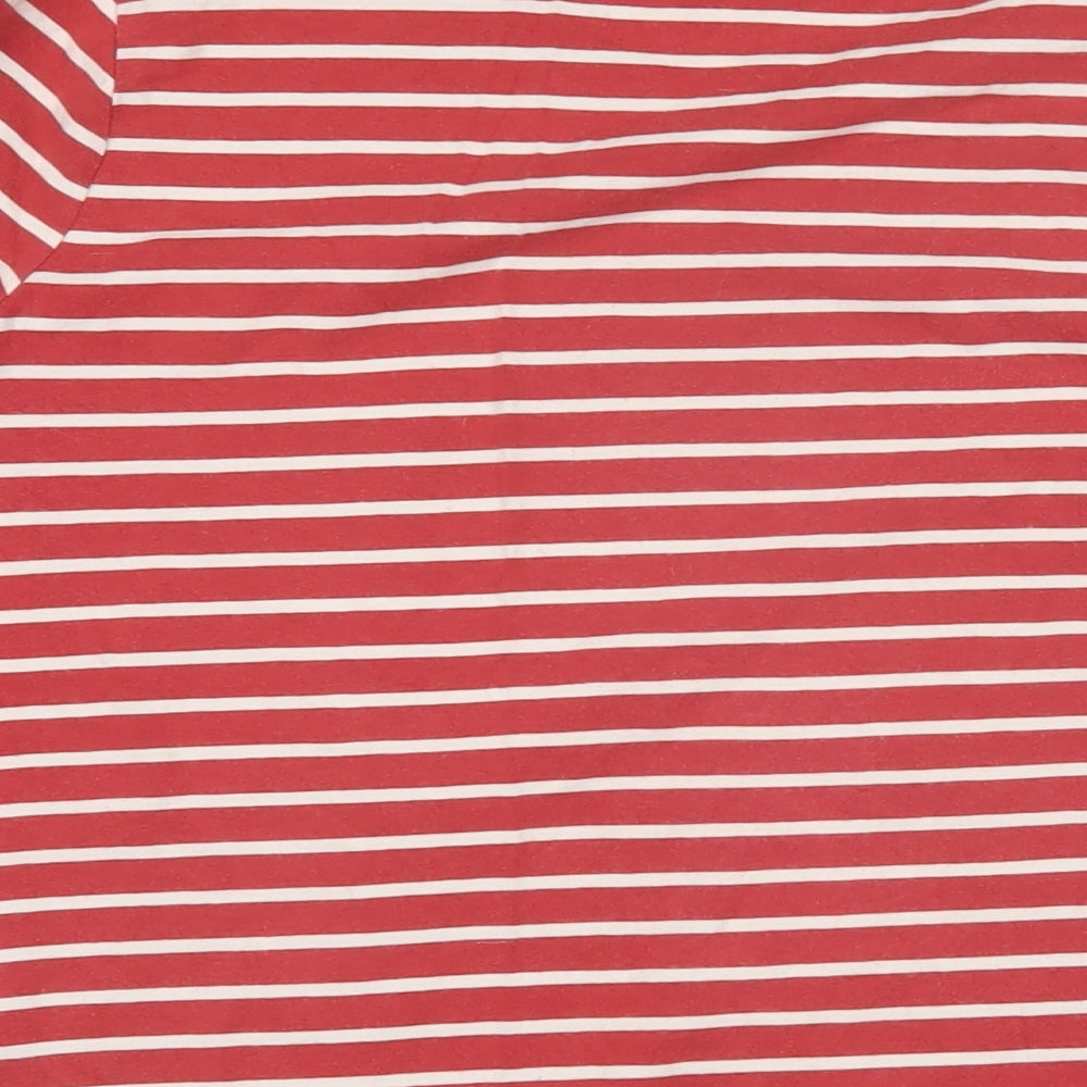 Fat Face Womens Red Striped 100% Cotton Basic T-Shirt Size 12 Boat Neck