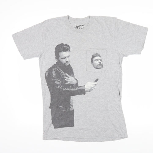 James Franco Mens Grey Cotton T-Shirt Size M Round Neck