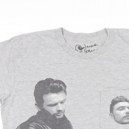 James Franco Mens Grey Cotton T-Shirt Size M Round Neck