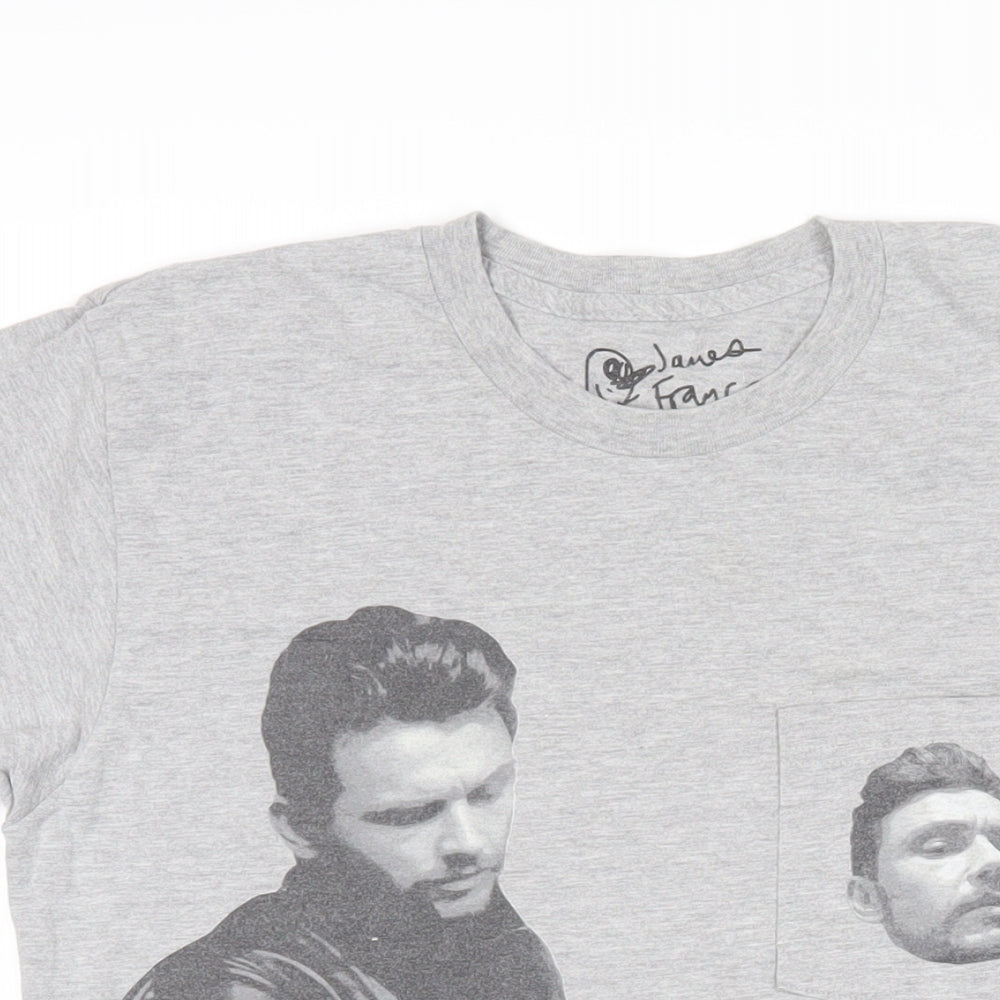 James Franco Mens Grey Cotton T-Shirt Size M Round Neck