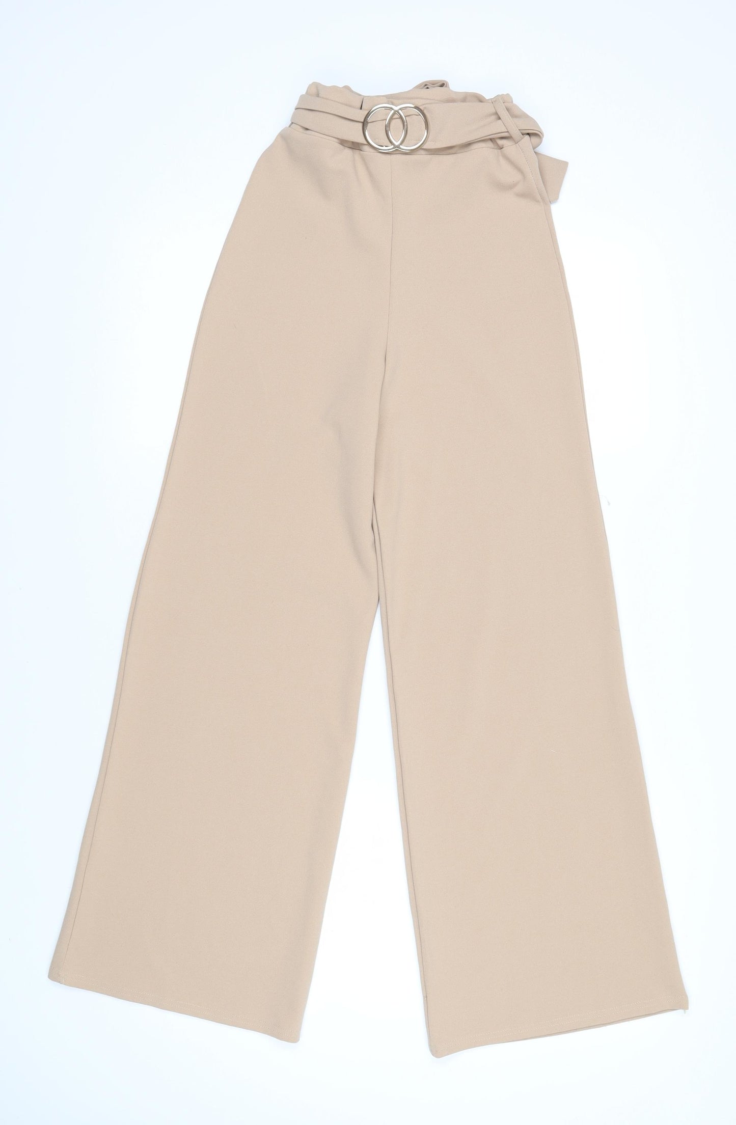 Stylewise Womens Beige Polyester Trousers Size 6 L28 in Regular - Elasticated waist
