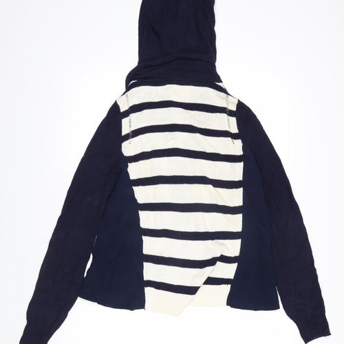 MOTH Womens Blue V-Neck Striped Cotton Cardigan Jumper Size S