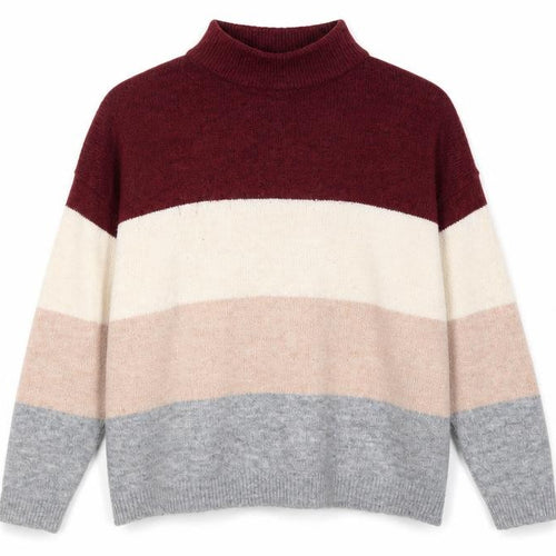 Brave Soul Womens Multicoloured High Neck Striped Acrylic Pullover Jumper Size L