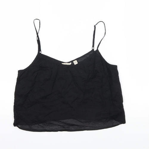 Jack Wills Womens Black Cotton Camisole Blouse Size 12 Scoop Neck