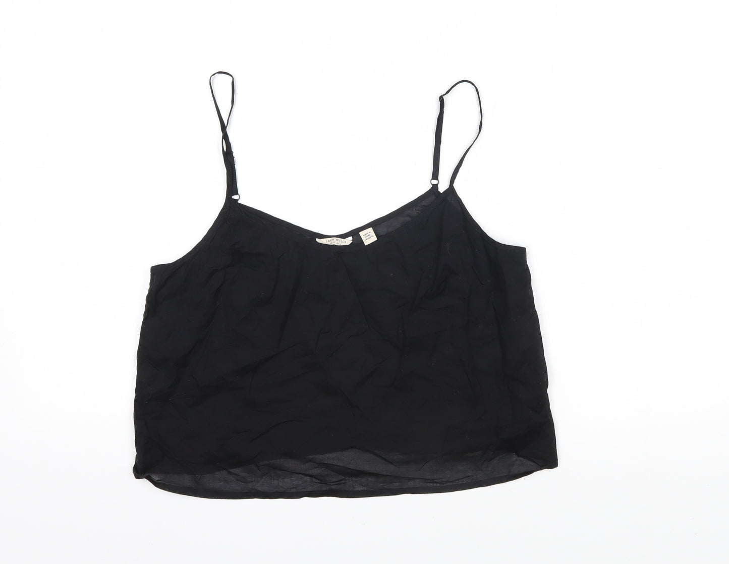 Jack Wills Womens Black Cotton Camisole Blouse Size 12 Scoop Neck