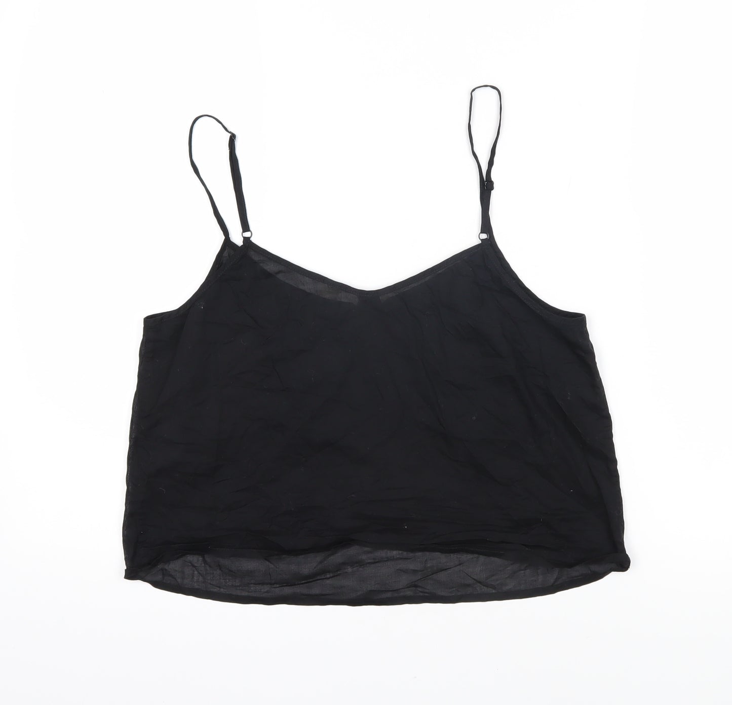 Jack Wills Womens Black Cotton Camisole Blouse Size 12 Scoop Neck