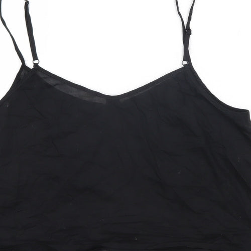 Jack Wills Womens Black Cotton Camisole Blouse Size 12 Scoop Neck