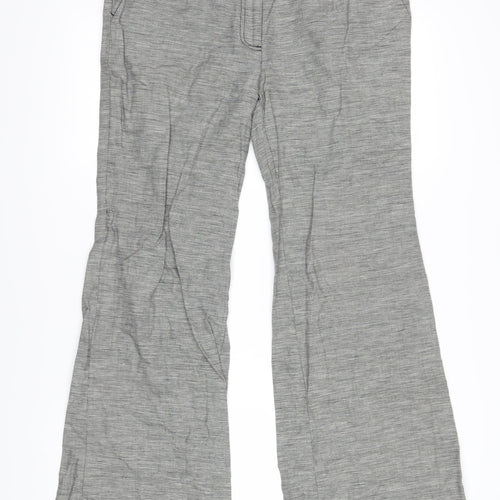 Laura Ashley Womens Black Check Linen Trousers Size 14 L29 in Regular Zip