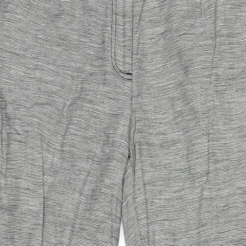 Laura Ashley Womens Black Check Linen Trousers Size 14 L29 in Regular Zip