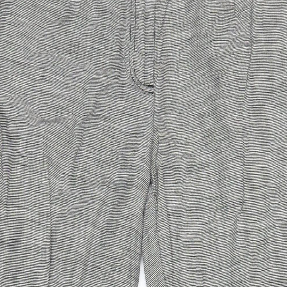 Laura Ashley Womens Black Check Linen Trousers Size 14 L29 in Regular Zip