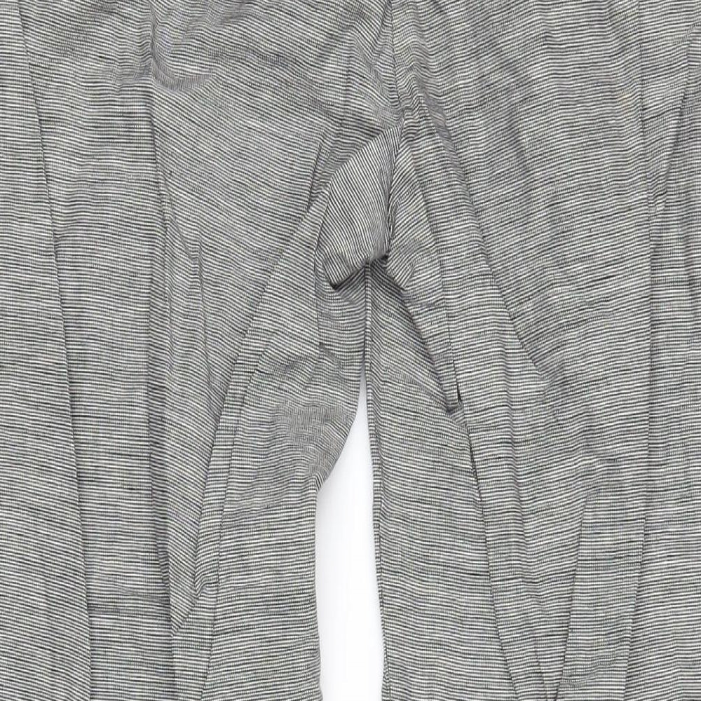 Laura Ashley Womens Black Check Linen Trousers Size 14 L29 in Regular Zip