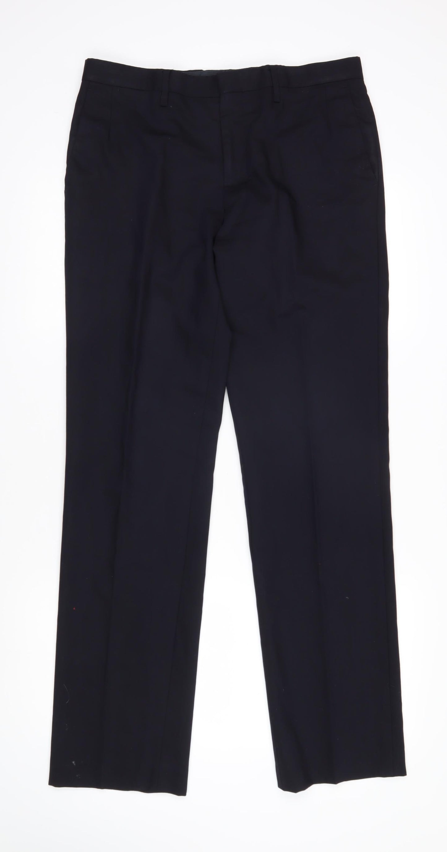 Reiss Mens Blue Polyester Trousers Size 32 in L32 in Regular Zip