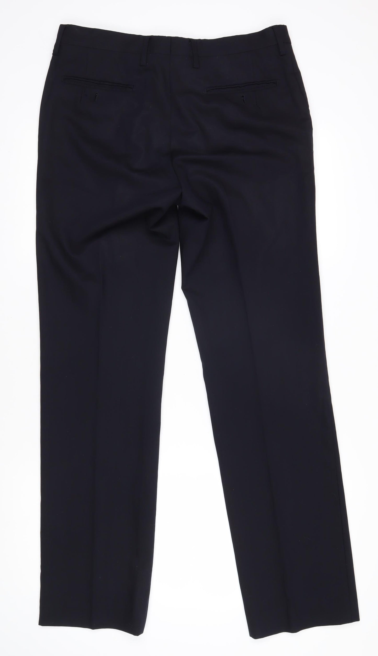 Reiss Mens Blue Polyester Trousers Size 32 in L32 in Regular Zip