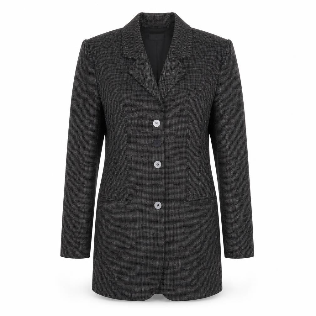 Front view of Claudia Strater women’s black check jacket blazer, size UK 10, button
