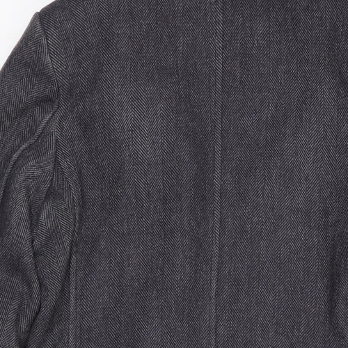 Fusaro Mens Grey Herringbone Overcoat Coat Size 46 Button