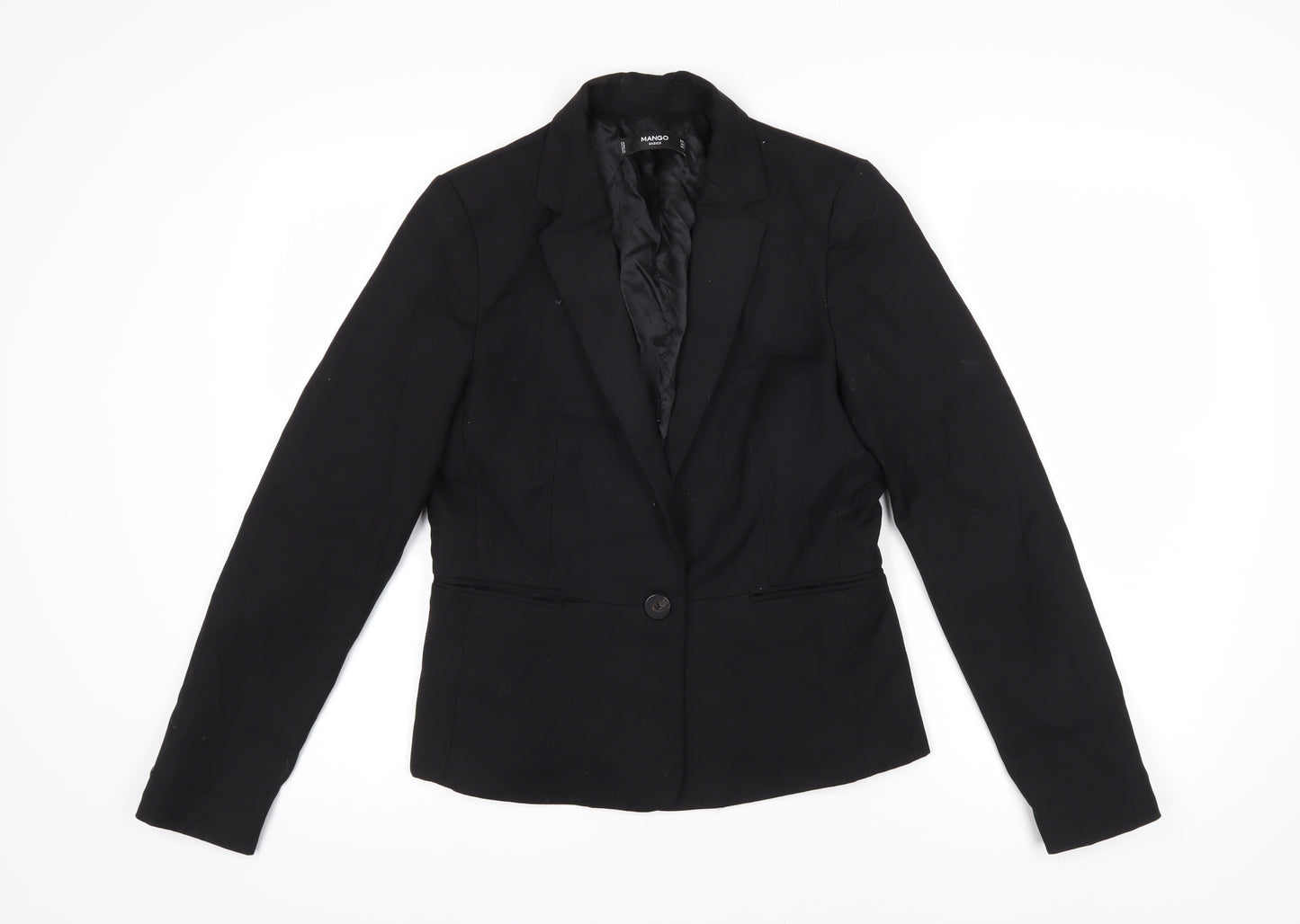 Mango Womens Black Jacket Blazer Size 10 Button