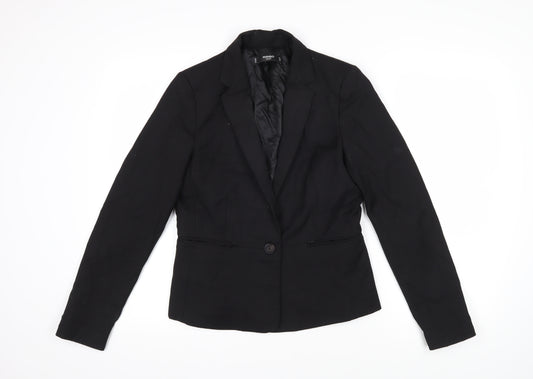 Mango Womens Black Jacket Blazer Size 10 Button