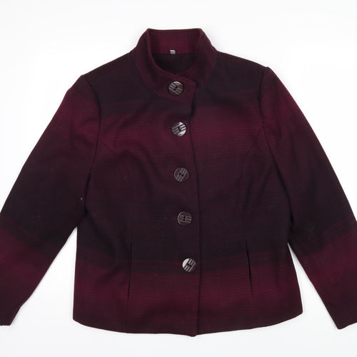 Isle Womens Purple Striped Jacket Blazer Size 16 Button