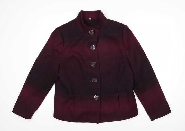 Isle Womens Purple Striped Jacket Blazer Size 16 Button