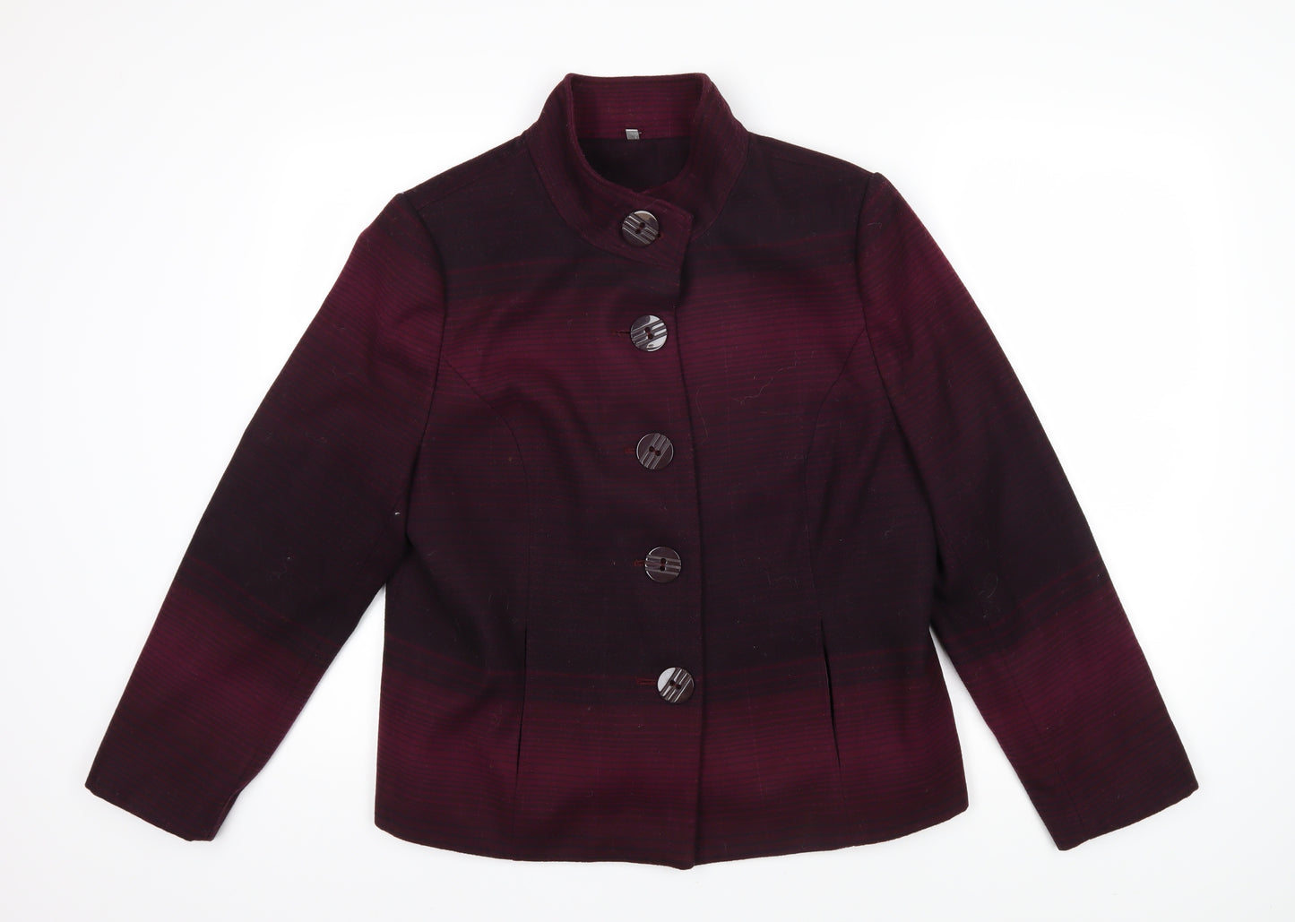 Isle Womens Purple Striped Jacket Blazer Size 16 Button