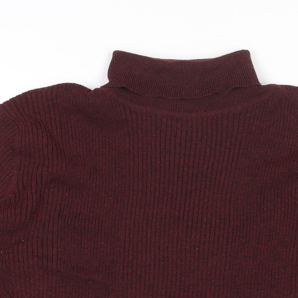 Dorothy Perkins Womens Red Polyester Basic T-Shirt Size 16 Roll Neck