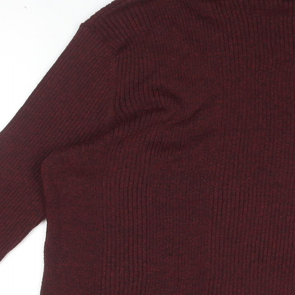 Dorothy Perkins Womens Red Polyester Basic T-Shirt Size 16 Roll Neck