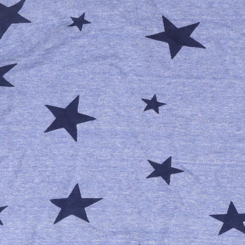 Marks and Spencer Womens Blue V-Neck Geometric Cotton Pullover Jumper Size L - Star Print