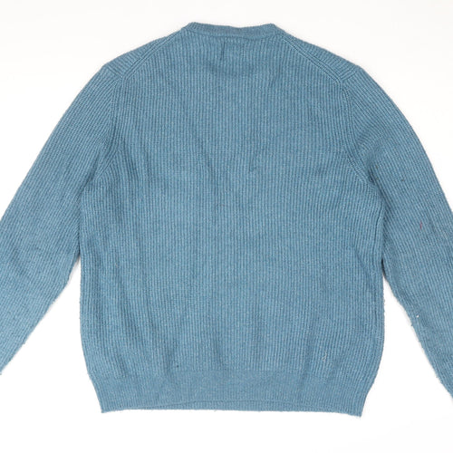 Marks and Spencer Mens Blue Round Neck Polyamide Pullover Jumper Size L Long Sleeve