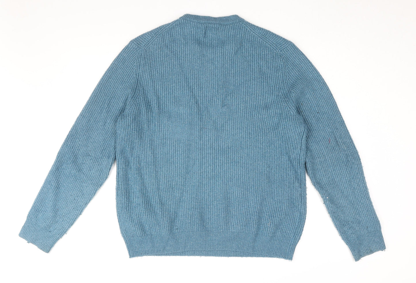 Marks and Spencer Mens Blue Round Neck Polyamide Pullover Jumper Size L Long Sleeve