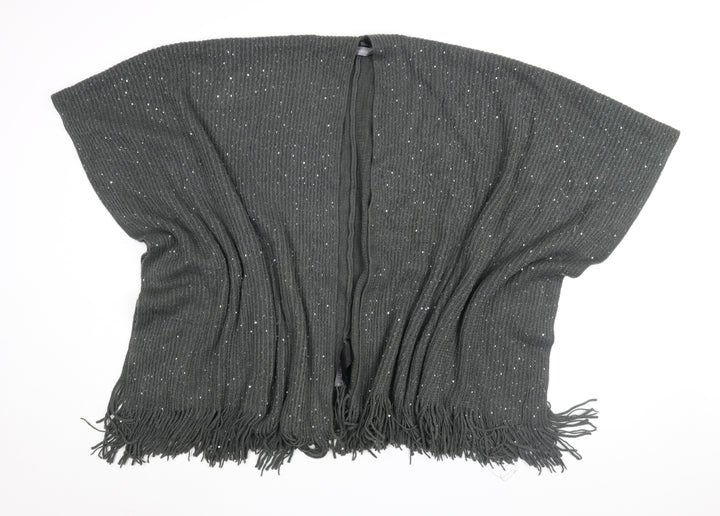 Principles Womens Green V-Neck Acrylic Cape Jumper One Size
